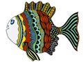 Stylized Hand Drawn Fish Royalty Free Stock Photo