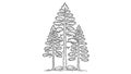 Stylized, hand-drawn pine trees with detailed branch and needle patterns Royalty Free Stock Photo