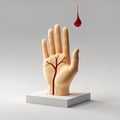 A Stylized Hand with Tree and Blood Drop, Life Concept Royalty Free Stock Photo