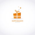 Stylized Happy Holiday card with holiday gift box Royalty Free Stock Photo