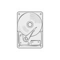 Stylized Hard Drive Illustration With Read Write Head Storage Media Sketchy Style For Computer Data Royalty Free Stock Photo