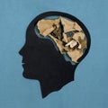 Stylized head silhouette. Symbol of dementia