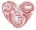 Stylized heart for lovers day. Heart with patterns to the day of St. Valentine. Symbol of love. Tattoo.