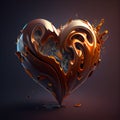Stylized heart made of molten gold metal