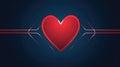 Stylized Heart with Vibrant Red EKG Line on Dark Blue Background Royalty Free Stock Photo