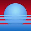 Stylized, high resolution illustration of sunset in blue and red Royalty Free Stock Photo