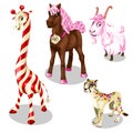 Stylized horse, cougar, goat, giraffe under sweets