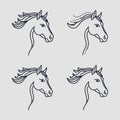 A stylized horse head designs, each rendered in black lines on a white background. 91 Royalty Free Stock Photo