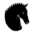 Stylized horse head silhouette with a beautiful hairdo.