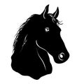Stylized horse head silhouette with a beautiful hairdo.