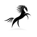 Stylized horse image in black and white. Equine silhouette standing on its hind legs Royalty Free Stock Photo
