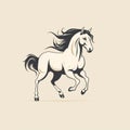 Stylized Horse Running Illustration In Light Black And Beige