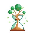 Stylized hourglass with tree growing inside, representing time, growth, and environmental awareness Royalty Free Stock Photo