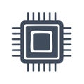 Stylized Icon of a Computer Microchip with Pins Royalty Free Stock Photo