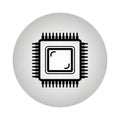 Stylized Icon of a Computer Microprocessor Chip in a Circle microchip Royalty Free Stock Photo