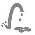 Stylized icon of the faucet with drops of fuel and the inscription oil in a puddle