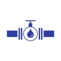 Stylized icon of the pipe with a valve and fuel drops
