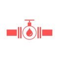Stylized icon of the pipe with a valve and fuel drops