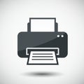 A stylized icon of a printer against a light gray background, featuring a rectangular Royalty Free Stock Photo
