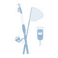 Stylized icon set of different tools for fishing Royalty Free Stock Photo