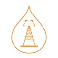 Stylized icon of the silhouette oil rig with fountains spurting Royalty Free Stock Photo