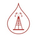 Stylized icon of the silhouette oil rig with fountains spurting Royalty Free Stock Photo