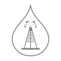 Stylized icon of the silhouette oil rig with fountains spurting Royalty Free Stock Photo