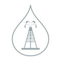 Stylized icon of the silhouette oil rig with fountains spurting Royalty Free Stock Photo