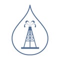 Stylized icon of the silhouette oil rig with fountains spurting Royalty Free Stock Photo