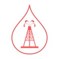 Stylized icon of the silhouette oil rig with fountains spurting Royalty Free Stock Photo