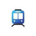 Stylized icon of a train front view, featuring a gradient blue color scheme with black Royalty Free Stock Photo