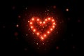 stylized illuminated Heart of light dots and stars on a black background art Royalty Free Stock Photo