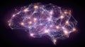 Digital Brain Network Connections, Artificial Intelligence and Neural Network Concept Royalty Free Stock Photo