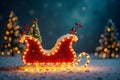 stylized illuminated simple Christmas retro sled greeting card and background art Royalty Free Stock Photo