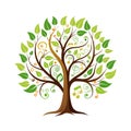 Abstract Tree Illustration with Music Notes and Swirls on a White Background Royalty Free Stock Photo