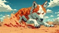 Fierce Orange and White Wolf Prowling in Desert Sands Royalty Free Stock Photo