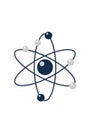 Stylized illustration of an atom model, featuring a central nucleus represented by a Royalty Free Stock Photo