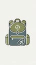 Stylized illustration of a backpack with a minimalist design in olive green and gray. Royalty Free Stock Photo