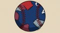 A stylized illustration of a baseball with an unconventional design, featuring a Royalty Free Stock Photo