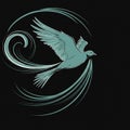 tylized illustration of a bird in flight on a black background. The bird is depicted with Royalty Free Stock Photo