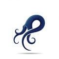 Stylized illustration of a blue octopus (Order: Octopoda) against a white background. Royalty Free Stock Photo