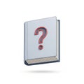 A stylized illustration of a book with a plain cover displaying a large, red question Royalty Free Stock Photo