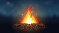 Stylized illustration of a campfire with logs arranged in a circular pattern Royalty Free Stock Photo