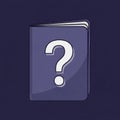 A stylized illustration of a closed book with a large, white question mark on the cover. The book Royalty Free Stock Photo