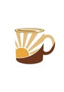 Stylized illustration of a coffee mug featuring a design of a yellow Royalty Free Stock Photo