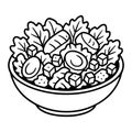 A stylized illustration of a colorful vegetable salad in a bowl Royalty Free Stock Photo