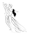 Stylized illustration of couple dancing tango. Isolated silhouette man and women in love. Image for icon or logo. Print for Royalty Free Stock Photo