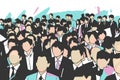 Stylized illustration of crowd of business men and women Royalty Free Stock Photo