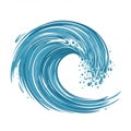 Stylized illustration of a curling ocean wave in shades of blue. The wave forms a Royalty Free Stock Photo