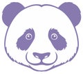 Stylized illustration of a cute panda bear face in purple and white Royalty Free Stock Photo